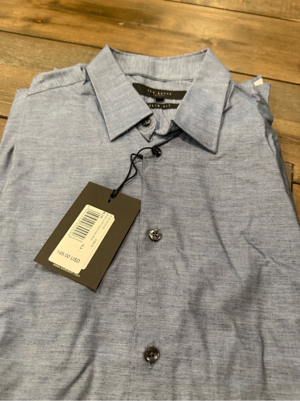 Ted Baker Men's Heathered Light Blue Casual Button-Down Shirt